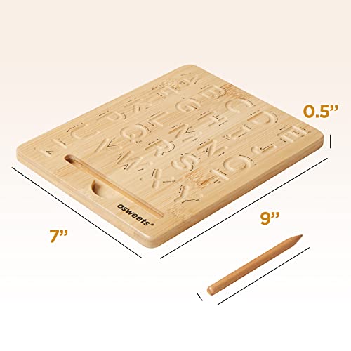 Asweets Montessori Wooden Alphabet Tracing Board,Wood Letter Practicing Board,Double-Sided Boards for Toddlers and Preschool Gifts for Kids Asweets