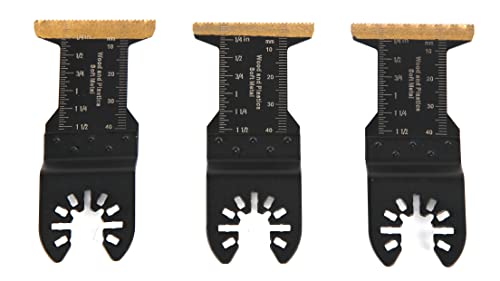 WEN MTB345 3-Piece Oscillating Multi-Tool Bi-Metal Titanium-Coated 45mm Blade Set for Metal and Wood WEN