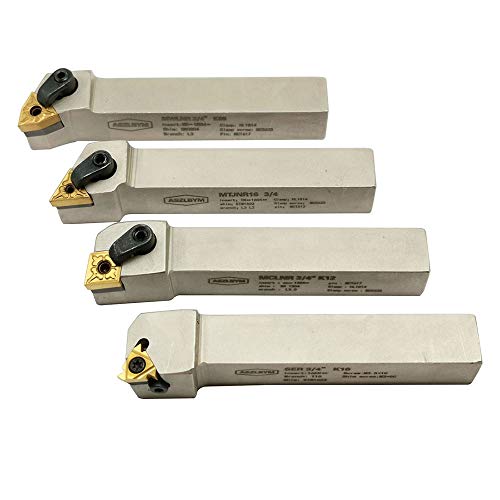 ASZLBYM 3/4'' inch CNC Lathe Indexable Turning Tool Holder with Nickel Plated,CNC Heavy-Duty Metal Lathe Bit Set with Tin Coated Carbide Turning ASZLBYM
