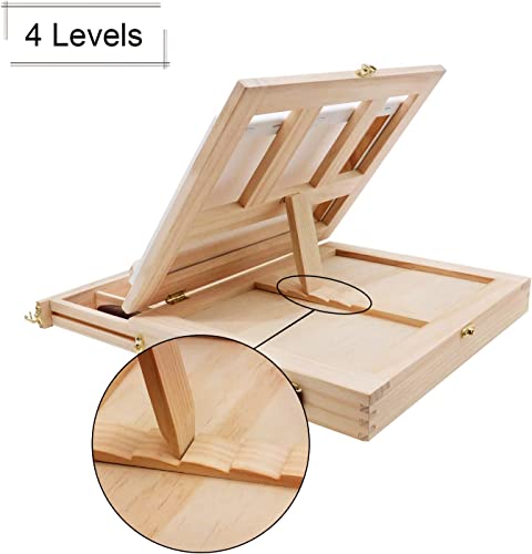 LUCYCAZ Tabletop Easel Set - Easel for Painting Canvases, Painting Easel Kits for Kids and Adults with Wood Canvas Stand, 12 Colors Acrylic Paints, 2 LUCYCAZ