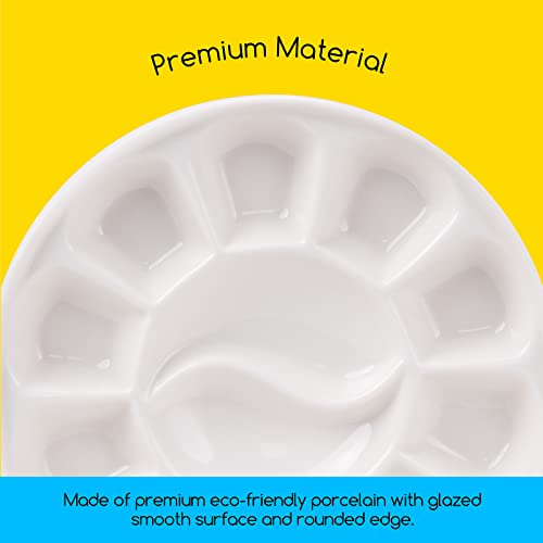 MEEDEN 12-Well Round Porcelain Watercolor Paint Palette for Watercolor Gouache Acrylic Oil Painting, 7-Inch MEEDEN