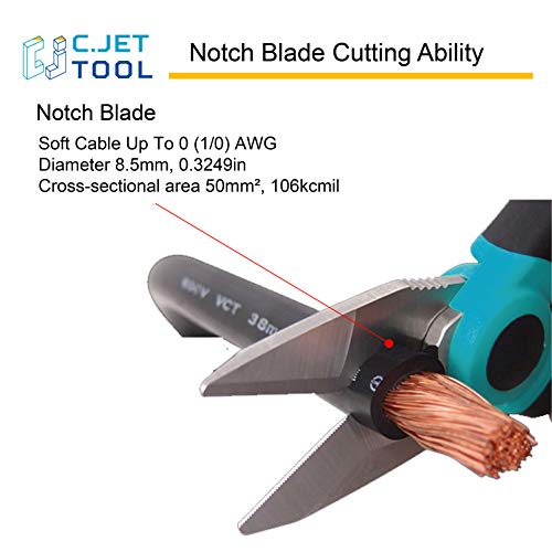 C.JET TOOL 6" Stainless Electrician Scissors Heavy Duty Professional for Aluminium Copper Soft Cable (Turquoise) C.JET TOOL