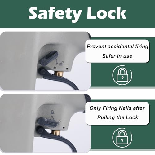 Woodpecker 14 Gauge Pneumatic Concrete Nail Gun ST38H with Safety Lock, 3/4-Inch to 1-1/2-Inch Length Air Power Concrete T Nailer Heavy Duty Concrete KAMSIN