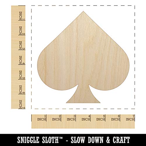Card Suit Spades Unfinished Wood Shape Piece Cutout for DIY Craft Projects - 1/8 Inch Thick - 6.25 Inch Size Sniggle Sloth
