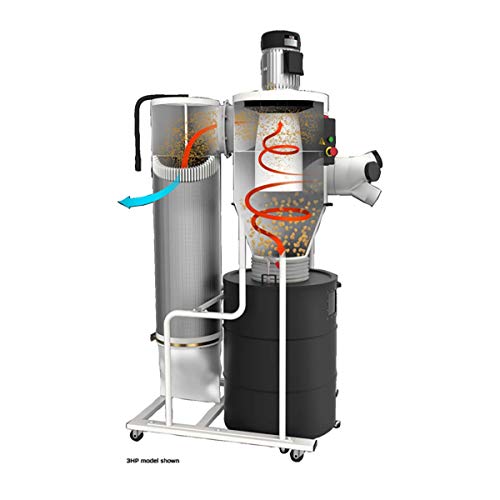 JET JCDC-2 Cyclone Dust Collector, 2-Micron Filter, 938 CFM, 2 HP, 1Ph 230V (717520) Jet