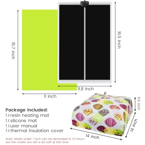 Epoxy Resin Heating Mat, Resin Curing Machine with Cover Timer, Quick Dry Tool Set Heater Coaster for Silicone Molds mCare