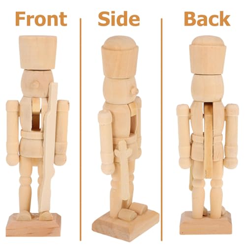 BESPORTBLE 3Pcs Christmas Wooden Unfinished Nutcracker Figurines DIY Blank Unpainted Nutcracker Puppet Nutcracker Soldier Ornament for Christmas BESPORTBLE