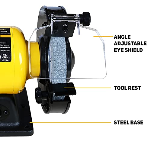 Woodskil 2.8Amp 1/2HP 6-Inch High-Speed Bench Grinder, CSA Listed, Table Grinder for sharpening Woodskil
