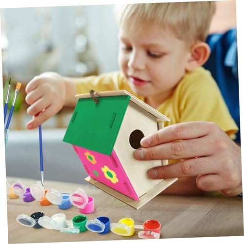 COHEALI 1 Set House Lanyard Kids Craft Wooden Arts Kits Wind Chime Ornament Wind Chime Pendant Unfinished Arts Kits Wind Chime Kit Graffiti COHEALI