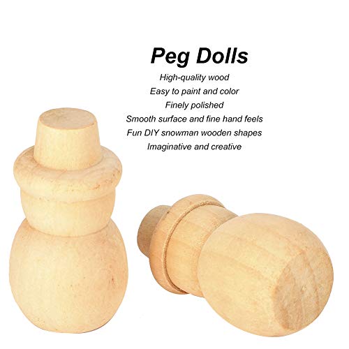 30Pcs Unfinished Wood Peg Dolls, Snowman Wooden Tiny Doll Wood Snowman Figures Wooden Peg People for Craft Art Projects and Decoration HERCHR