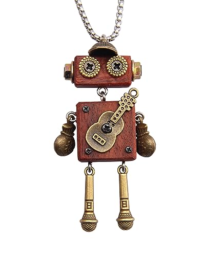 joymiao Wood Pendant Necklace Steampunk Necklace Chunky Gold Necklace Western Long Wooden Neckalce Hippie Choker Necklaces for Women joymiao