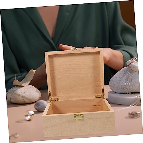 VOSAREA 1pc High-end Storage Wooden Box Wood Diy Craft Case Wooden Jewelry Wood Holder Jewelry Organizer Tray Unfinished Wooden Case Storage Cubes VOSAREA