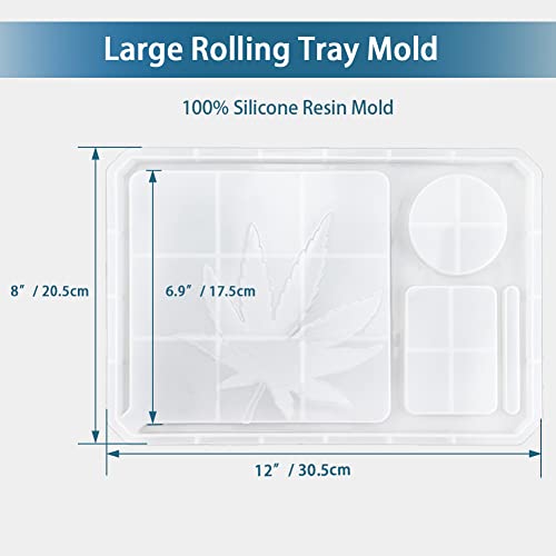 5 PCS Resin Molds Silicone Molds for Epoxy Resin with Large Rolling Tray Mold and Grinder Mold for Grind and Storage DIY Resin Casting FONUNO