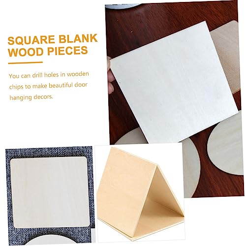SEWOART 16pcs Pieces Square Wood Chips Wooden Cutouts Board Wooden Pallets Unfinished Wood Tiles Wooden Square Cutouts Wooden Squares for Crafts SEWOART