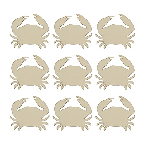 Creaides 20pcs Wooden Sea Animals DIY Crafts Cutouts Crab Shaped Wood Ornaments for DIY Projects Home Decoration Creaides