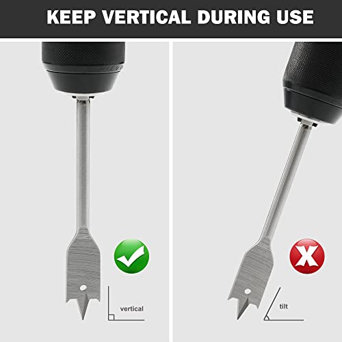 BeHappy 13 Piece Spade Drill Bit Set, Wood Drill Bit Set, Paddle Flat Bit Sets for Woodworking, Carbon Steel Paddle Flat Bit with Quick Change Shank, BeHappy