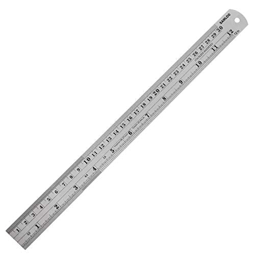 3 Pack Stainless Steel Ruler 16 inch 6 inch and 12 inch Metal Ruler Kit with Conversion Table Metric Straight Edge Linear Measurement Ruler SAMLOO
