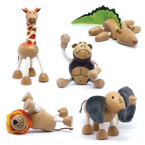  TEKOR Bendable Farm Wooden Animal Toys (Set of 4