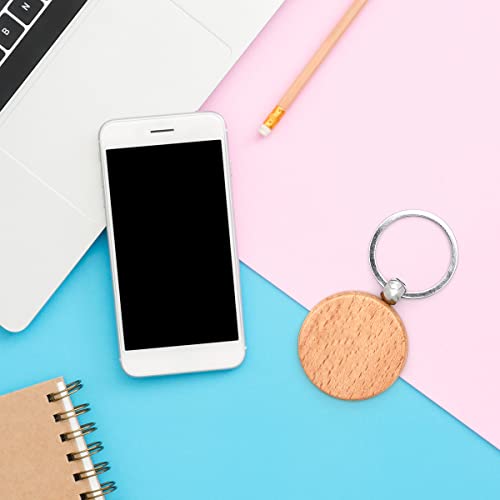 Wood Custom Engraved Circle Keychain With FREE engraving Make a Customizable, Engravable, Brown Wood Personal Key Chain Ring. Gift for Women, Men, Make It Personal Jewelry