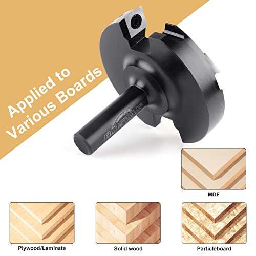 BINSTAK CNC Spoilboard Surfacing Router Bit,1/2 Inch Shank 3 Inch Cutting Diameter, 2+2 Carbide Inserts Slab Flattening Router Bit Planer Bit for BINSTAK