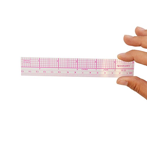 Westcott 6" 10ths Transparent Graph Ruler, Inches/Metric, Translucent Color (W-20) Westcott