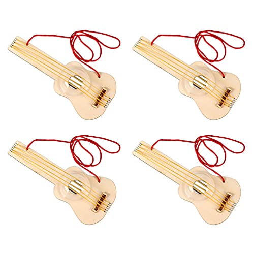 Toyvian 4 Sets Wooden Ukulele Stringed Music Instrument Unfinished Wood Guitar Build Your Ukulele DIY Ukulele Kit Brain Toy Kids Toys Handmade Guitar Toyvian