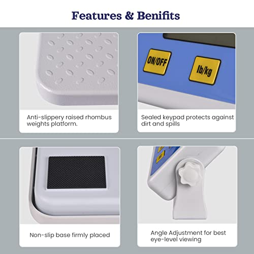 ScaleBelly Professional Physician Scale, 440 lb Home Gym Office Medical Floor Scale, High Capacity Scale for Wrestler Powerlifters ScaleBelly