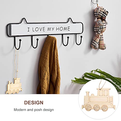 SEWACC 40 Pcs Rustic Wood Logs Wooden Train Cutout Mini Wooden Slices Party Wooden Ornaments Unfinished Train Cutouts Christmas Decor Wooden Hanging SEWACC