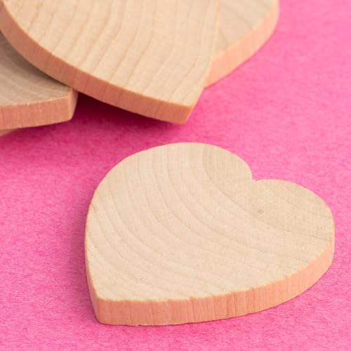 Factory Direct Craft Pack of 24 Unfinished Wood Heart Cutouts - 2" W x 2" H x 1/4" Thick Wooden Heart Shapes for DIY Craft Projects Factory Direct Craft