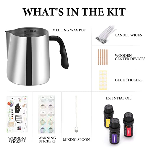 SAEUYVB Candle Making Kit, Full Set - Soy Wax, Candle Wick, Stirring Spoon, 4.4 oz Candle Jar & More - DIY Starter Scented Candles Making Kit SAEUYVB