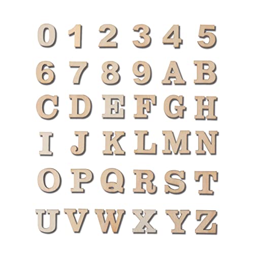 296 Pieces 0.75" Inch Mini Unfinished Wood Alphabet Letters and Wooden Numbers Blank Letters for Homemade Arts DIY Project Cregugua