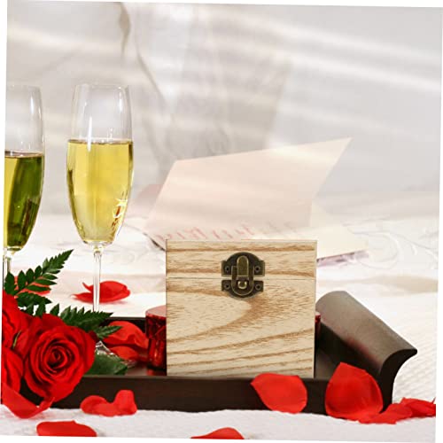 NOLITOY 4pcs Box Wooden Gift Box Unfinished Unpainted Chest Wooden Storage Chest Wood Trinket Containers Snack Food Gifts Storage Bins Jewelry Wood NOLITOY