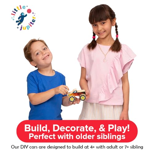 DIY Wooden Monster Truck w/ Stickers - Kids Building Kit - Stem Building Toys - Wood Crafts for Kids - Building Kits for Kids - Woodworking Kits for Little Jupiter