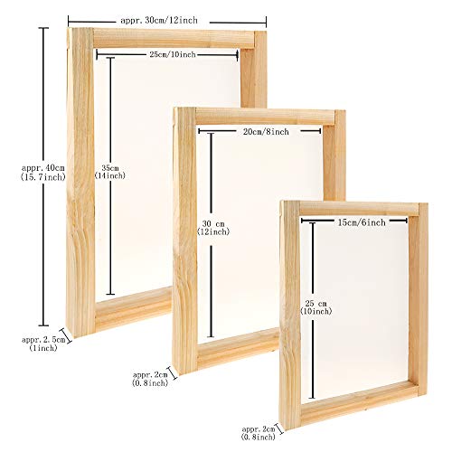 Caydo 23 Pieces Screen Printing Starter kit Include 3 Different Size of Wood Silk Screen Printing Frame with Mesh, Screen Printing Squeegees, Inkjet Caydo