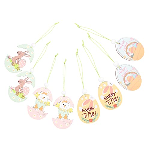 Ciieeo 1 Set 8 Pcs Easter Hanging Ornaments Basket Gift Handmade Gifts Hand Molding Kit Easter Bunny Cutout Easter Wooden Ornament Wooden Rabbit Ciieeo