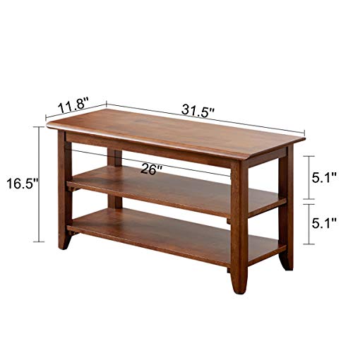 XKZG Storage Bench Wooden Shoe Bench Rustic Solid Wood Entryway Bench (Brown,31.5") XKZG