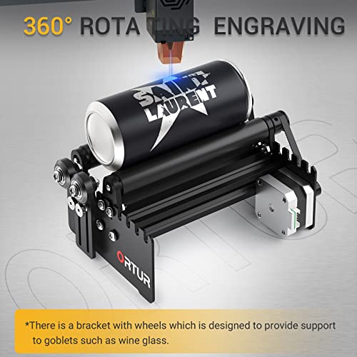 ORTUR Laser Rotary Roller, 360° Laser Engraver Y-axis Rotary Module for Engraving Cylindrical Objects Cans, 7 Adjustment Diameters, Min to 8mm, Ortur