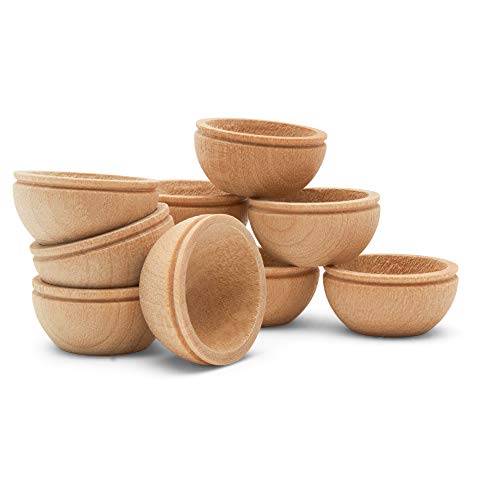 Unfinished Wood Mini Bowl, 3/4 inch, Perfect for Scale Models, Dollhouse Dishes, Wood Craft Projects, and Sorting Activity, Pack of 50, by Woodpeckers