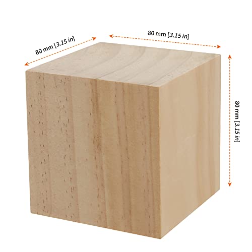 HOZEON 8 PCS 3 Inch Wooden Cubes, Natural Unfinished Wood Blocks, Large Wood Square Blocks for Crafts, Painting, Puzzle Making, Decorating, DIY HOZEON