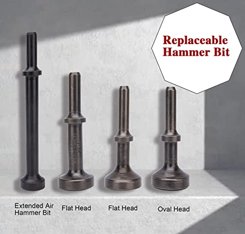 Smoothing Air Hammer Bits Set, 5Pcs Smoothing Air Hammer Tool Kit Air Hammer Accessories Extended Length Pneumatic Chisel Bits with Spring, by ZMCYNG ZMCYNG