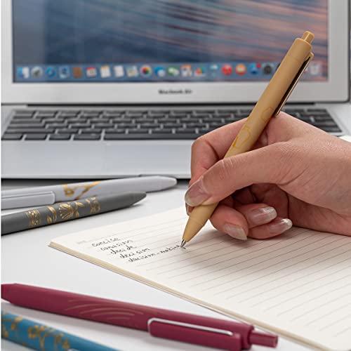 MiSiBao 0.7mm Black Ink Gel pen Refillable & Retractable Gel Ink Rolling Ball Pens Gilding process pattern gel pen (9-pack) MiSiBao