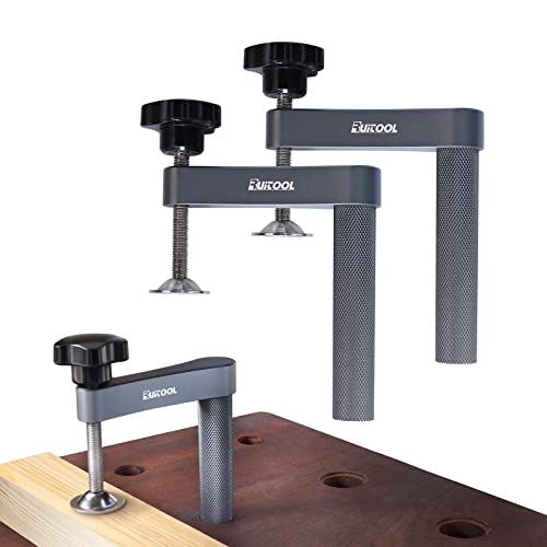 RUITOOL Bench Dog Clamp,3/4"(19mm) Holdfast Dog Hole Clamp,Adjustable MFT Table Stainless Steel Hold Down Clamps for Woodworking Tools - 2 Pack RUITOOL