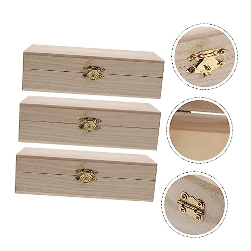 NOLITOY 6 Pcs Clamshell Wooden Box Unfinished Wood Treasure Chest Wooden Treasure Ornament Container Makeup Case Organizer Hinged Gift Cases Office NOLITOY