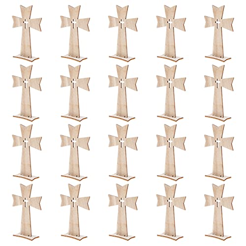 PRETYZOOM 60 pcs Holiday Decorations Wood Jesus Cross Wood Crosses for Crafts Unfinished Cutout Remembrance Ornament Tabletop Cross Holy Cross Table PRETYZOOM