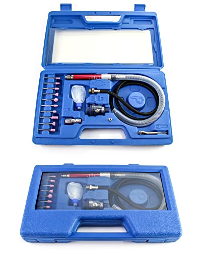 QWORK Air Micro Grinder, 1/8" Mini Pencil Polishing Cutting Tool Pneumatic Pencil Die Grinder, 65000 RPM Free Speed QWORK