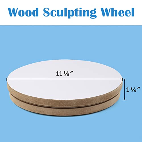 Falling in Art 12" Banding Wheel, Wood Turn Table Sculpting Wheel for Pouring, Painting, Spraying - Round Lightweight Sculpting Stand Wood Base for Falling in Art