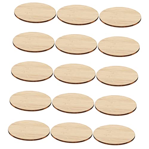 Operitacx 45 Pcs Round Bamboo Unfinished Wood Shapes Door Hanger Cutouts Tree Rounds Painting Wooden Discs Wood Circles for Crafts Wood Rounds Kids Operitacx