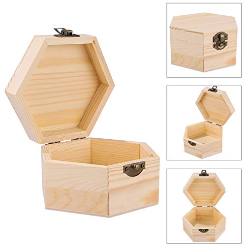COHEALI 2pcs Coin Earrings Storing Hobbies Hexagon Venue Wooden Case Diy Bracelet Organizer Container Present Necklace Six Trinket with Cases COHEALI