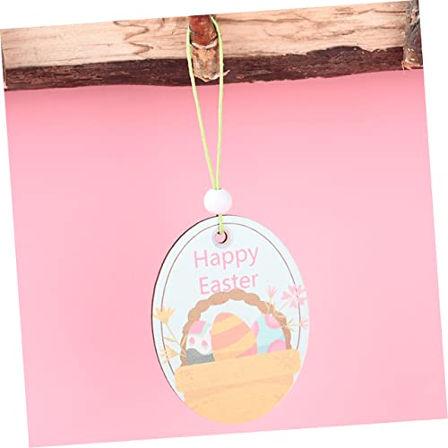 Ciieeo 1 Set 8 Pcs Easter Hanging Ornaments Basket Gift Handmade Gifts Hand Molding Kit Easter Bunny Cutout Easter Wooden Ornament Wooden Rabbit Ciieeo