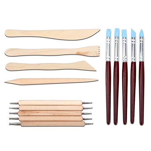 Blisstime Set of 42 Clay Sculpting Tool Wooden Handle Pottery Carving Tool Kit Blisstime